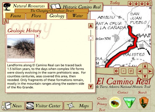 El Camino Real National Historic Trail BLM website: interpretive information